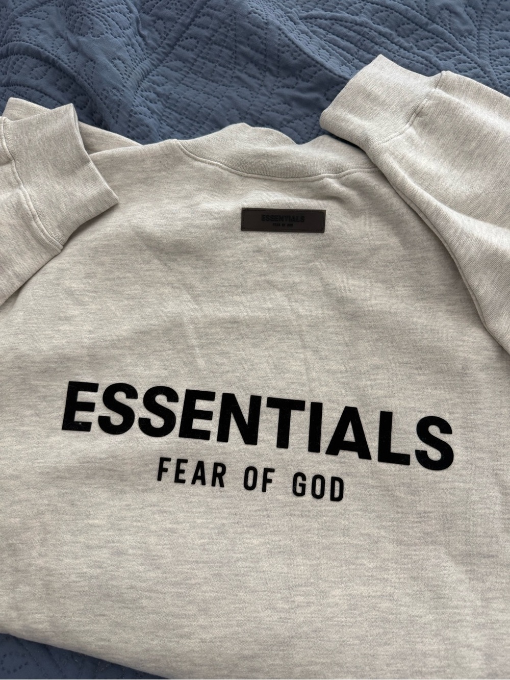 Essentials Crewneck Sweatshirt in Light Gray with Black Logo